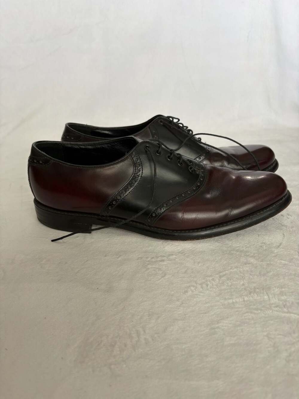 Florsheim Two-Tone Burgundy and Black Saddle Oxford Dress Shoes